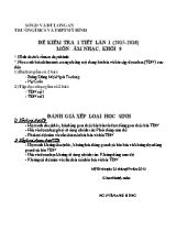 Đề kiểm tra một tiết học kì I Âm nhạc lớp 9 lần 1 - Năm học 2015-2016 - Trường THCS Mỹ Bình